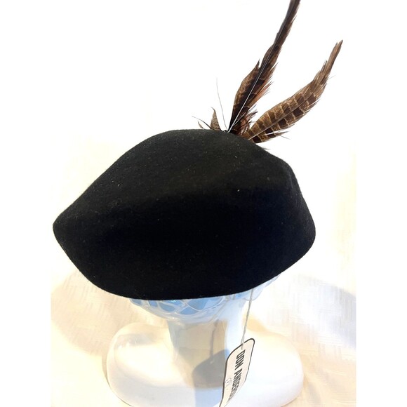 Don Anderson Black Felt Hat w/ Peacock Feathers NOS NWT - Read Description